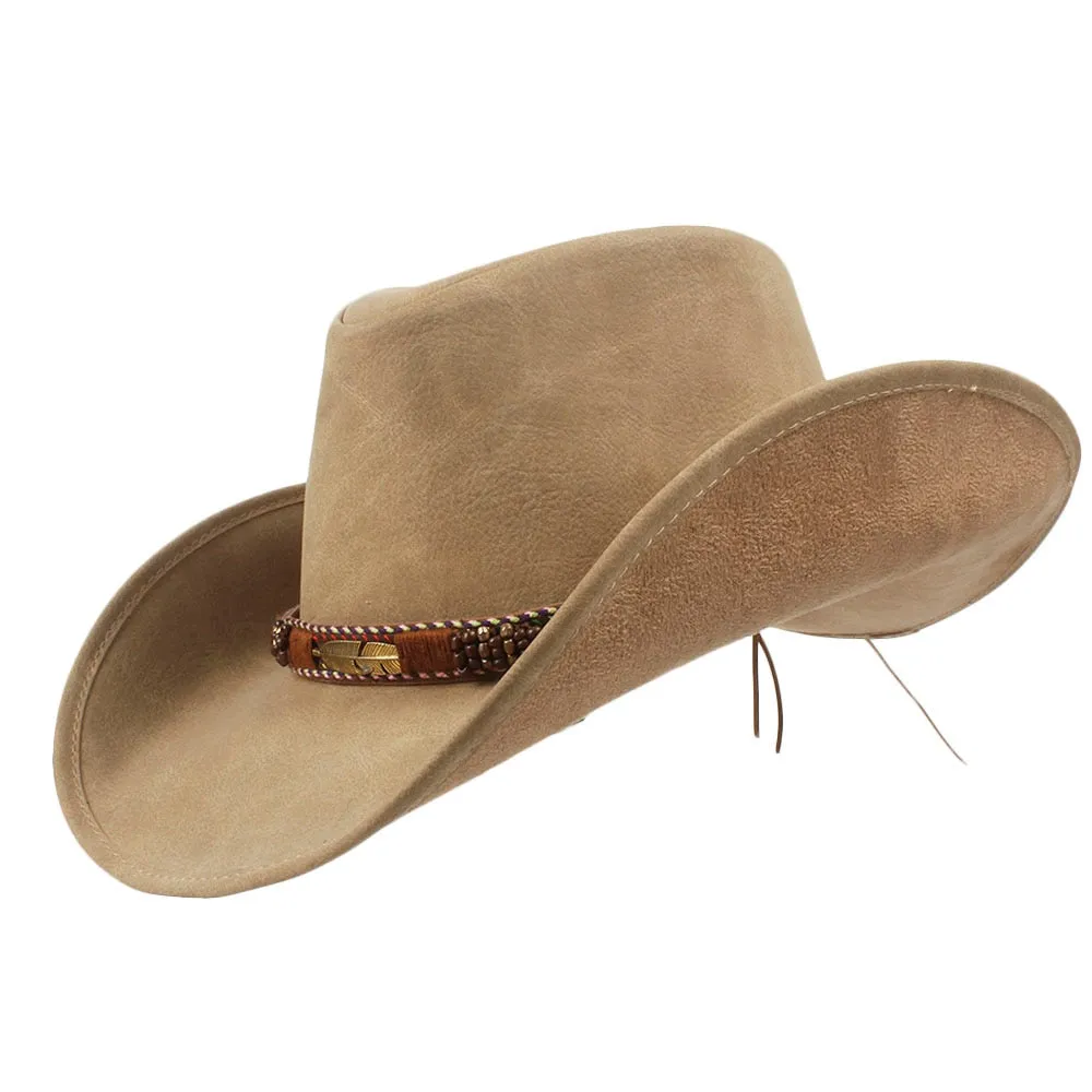 100% Leather Cowboy Hat Unisex Women Men Western Hat For Lady