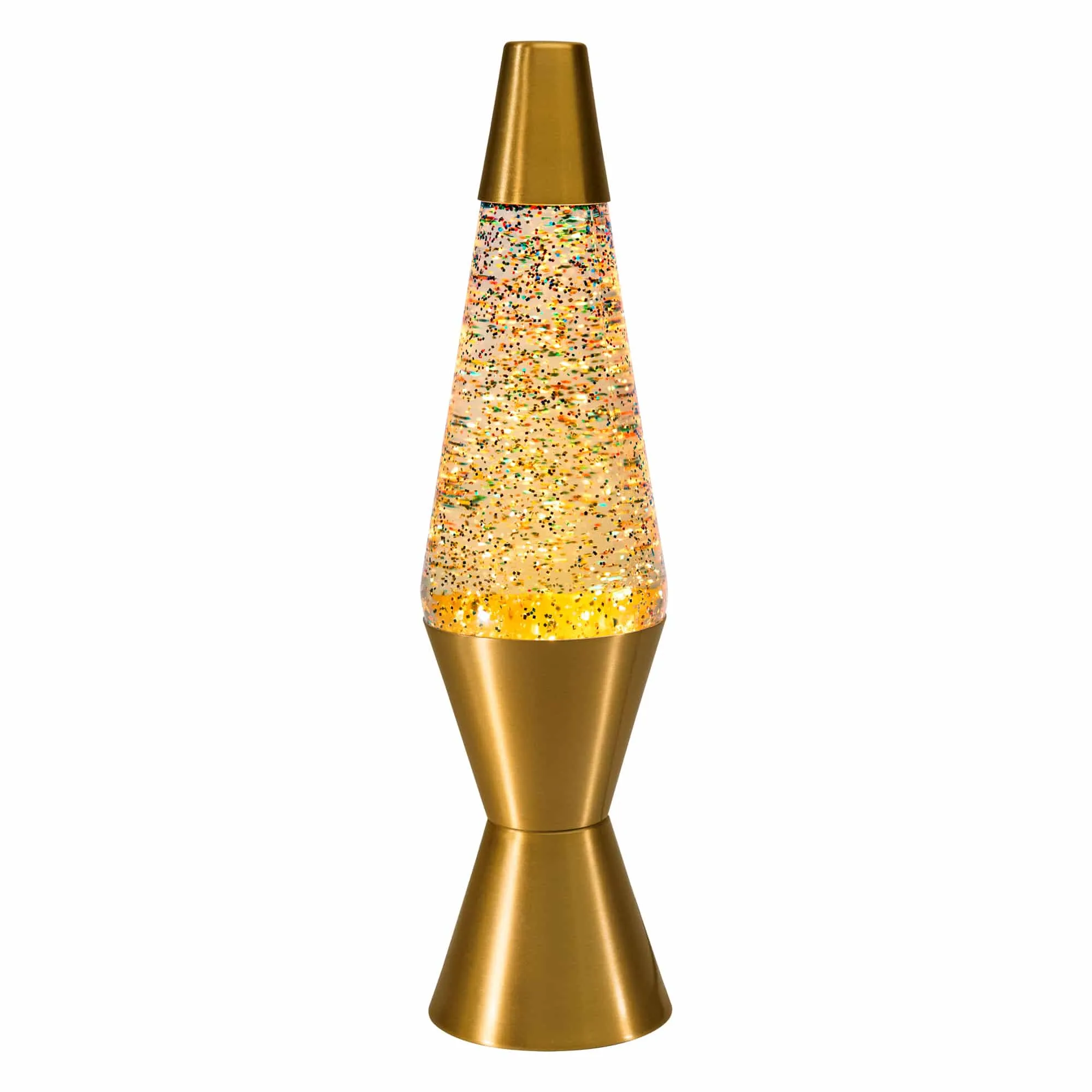 14.5” LAVA® Lamp Rainbow Glitter – Clear/Gold