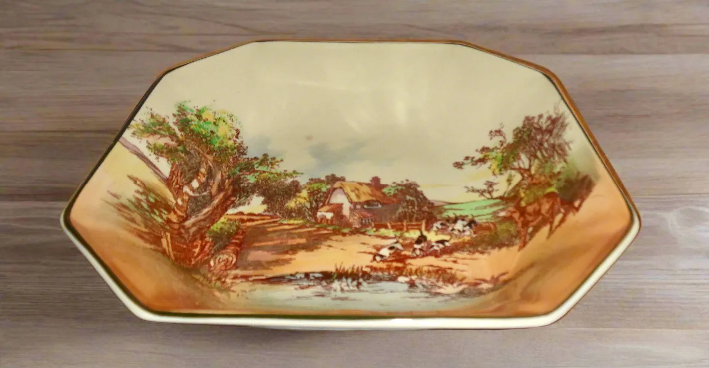 1952 Royal Doulton Rustic England Square Serving Dish / Fruit Bowl D6297