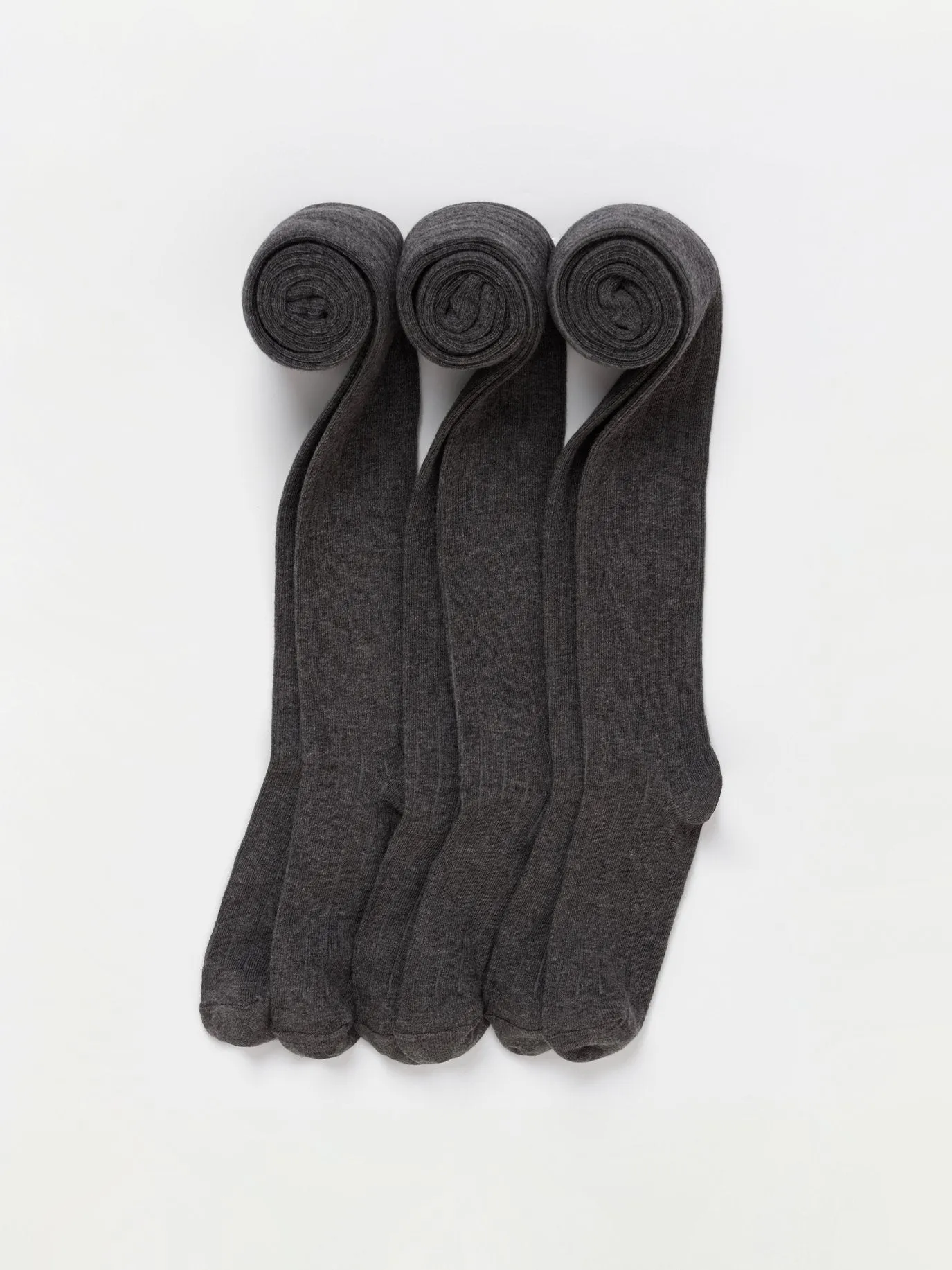 3 Pack Dark Grey Kids School Tights - Ribbed