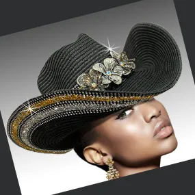 Acapulco Jeweled Hat - Black