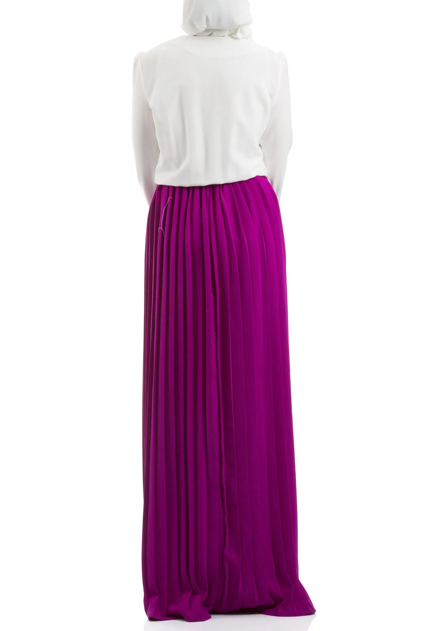 Accordion Pleated Dress - Purple & White