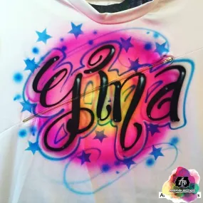 Airbrush Stars & Swirls Name Shirt Design