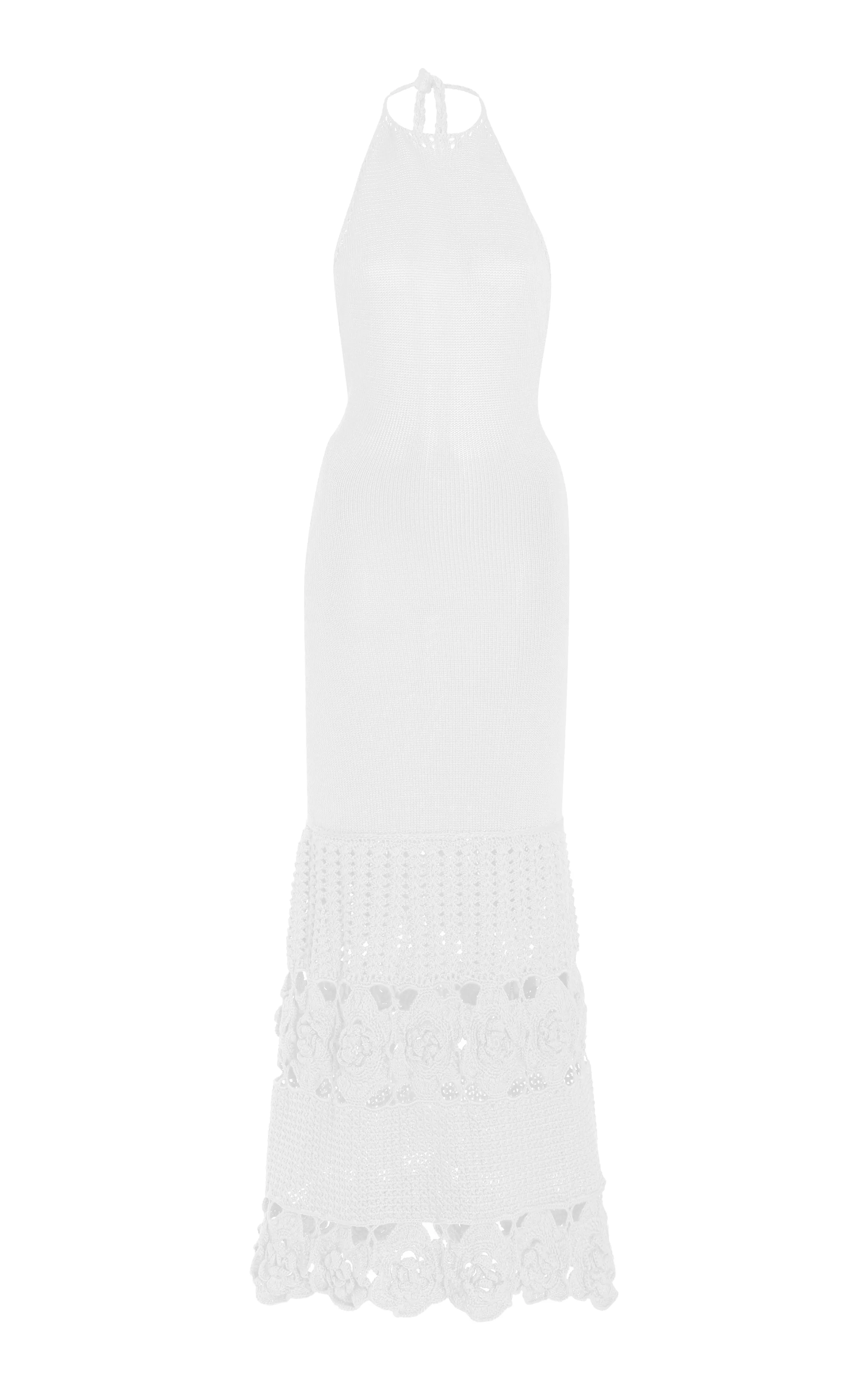 Alexis Carina Crochet Bamboo Knit Dress in White