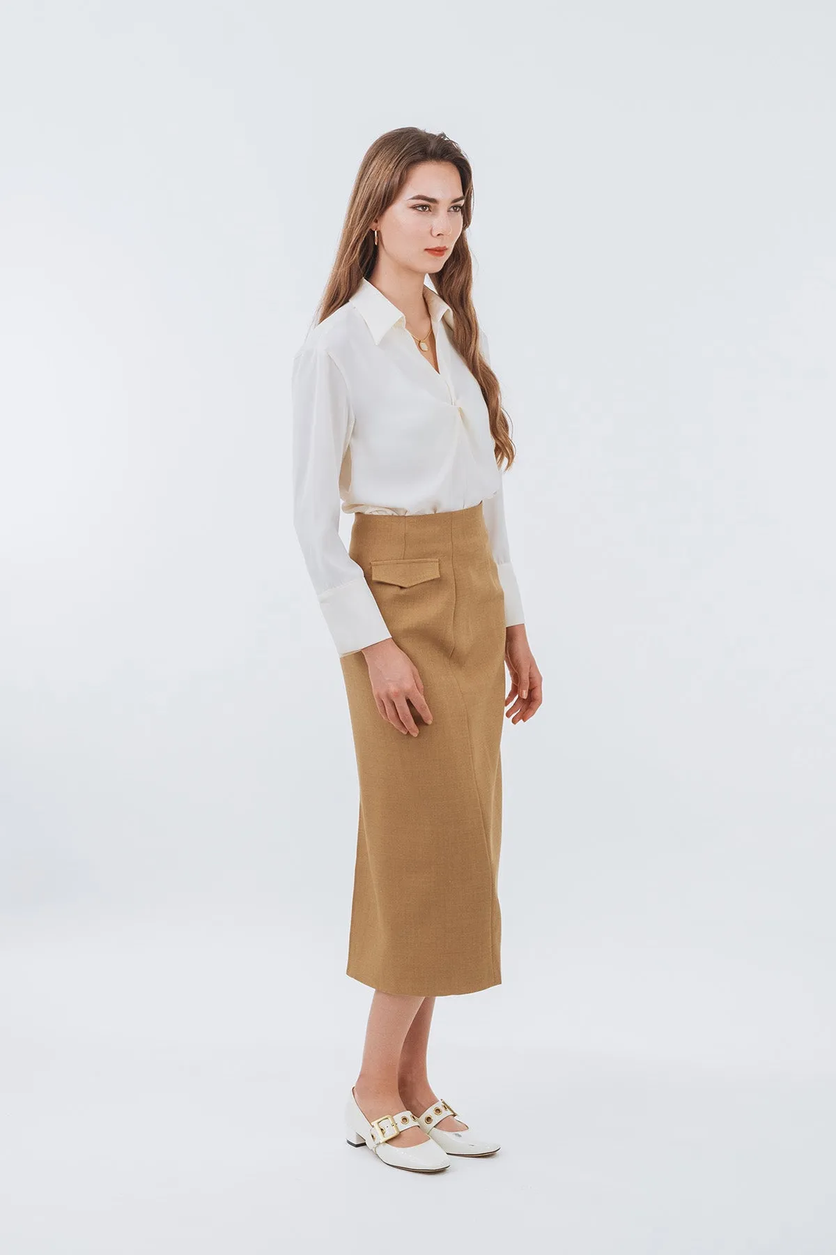 Alleurive Midi Pencil Skirt