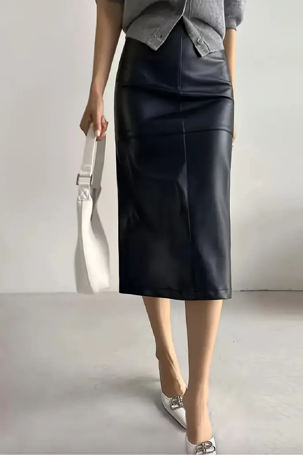 Amelie Faux Leather Midi Skirt