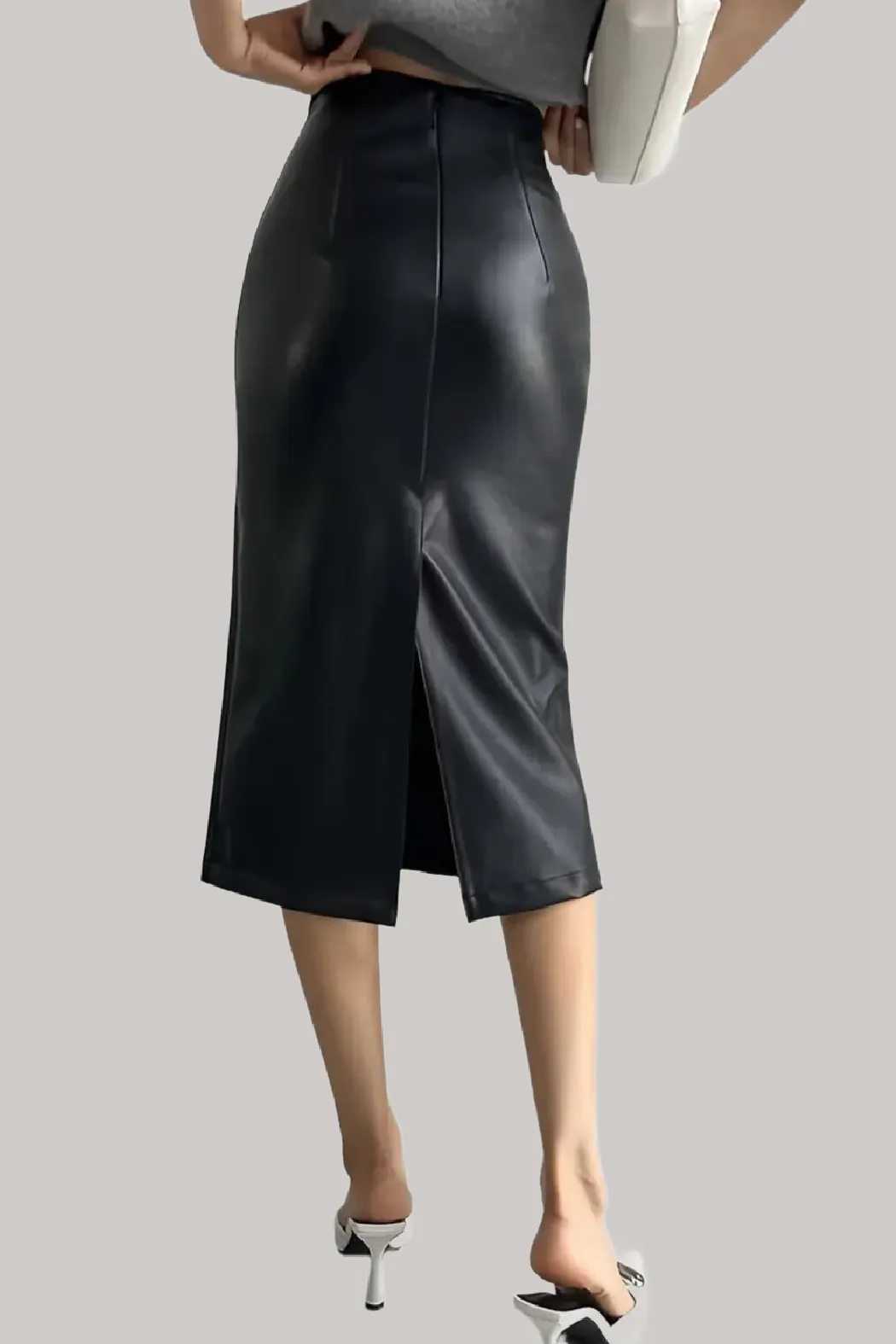 Amelie Faux Leather Midi Skirt