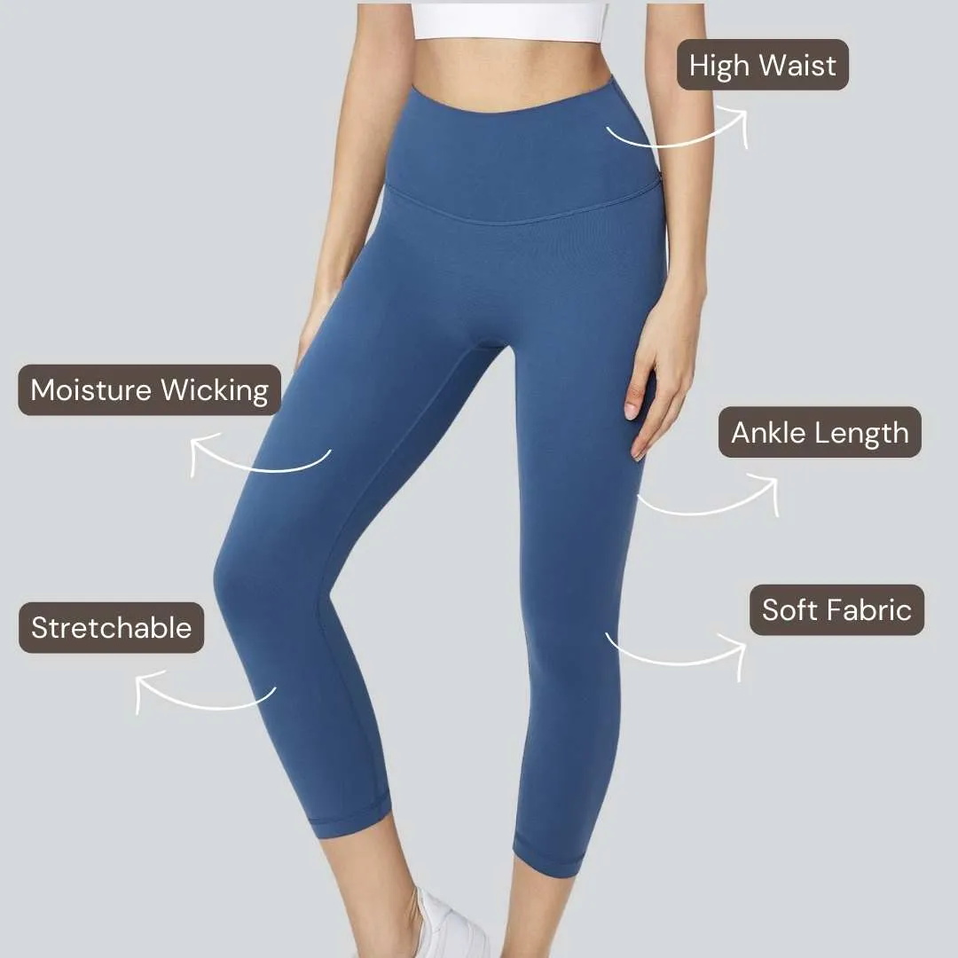 Ankle Length Comfort Leggings - Blue