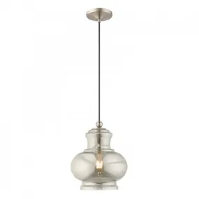 ART GLASS 1 LIGHT MINI PENDANT, BRUSHED NICKEL