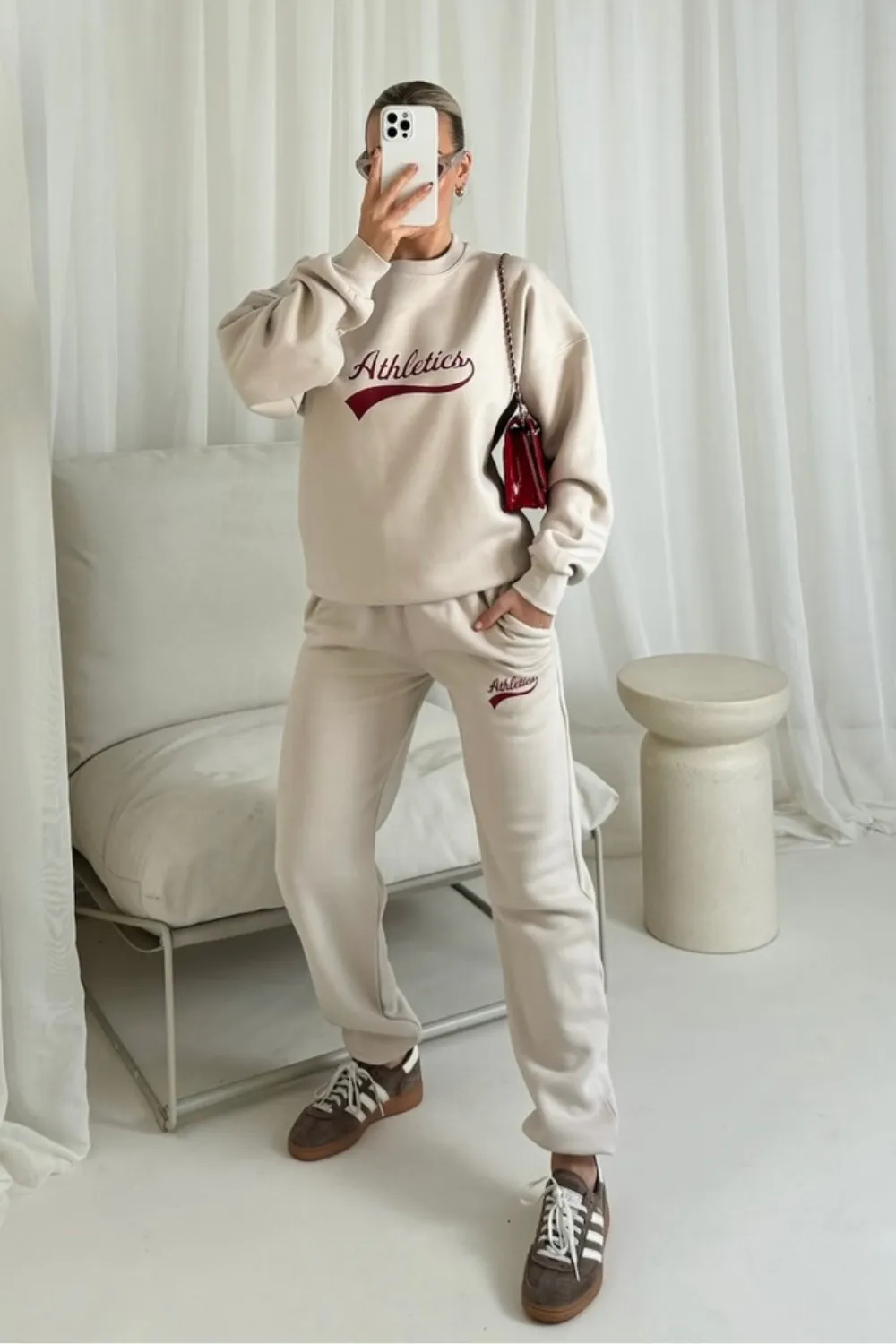 Athletics bone printed sweater joggers loungewear