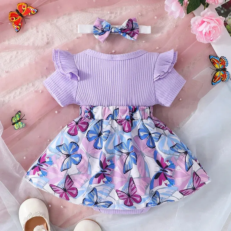 Baby Girl Romper Dress With Head Band