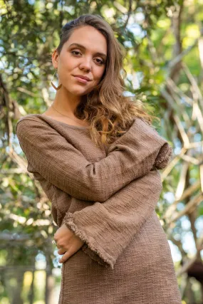 BACK TO NATURE LONG SLEEVE TOP in BROWN