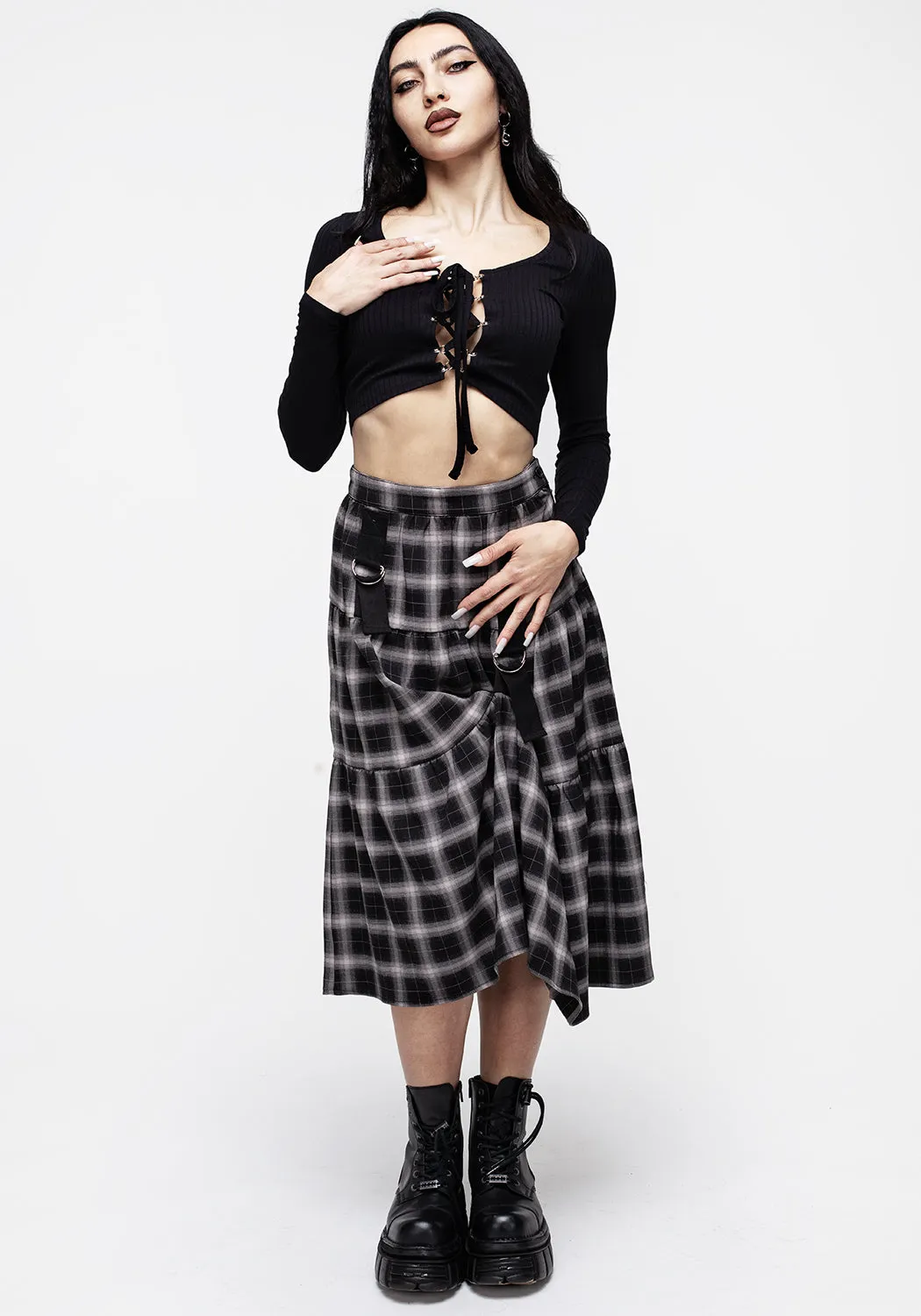 Banshee Check Bondage Skirt