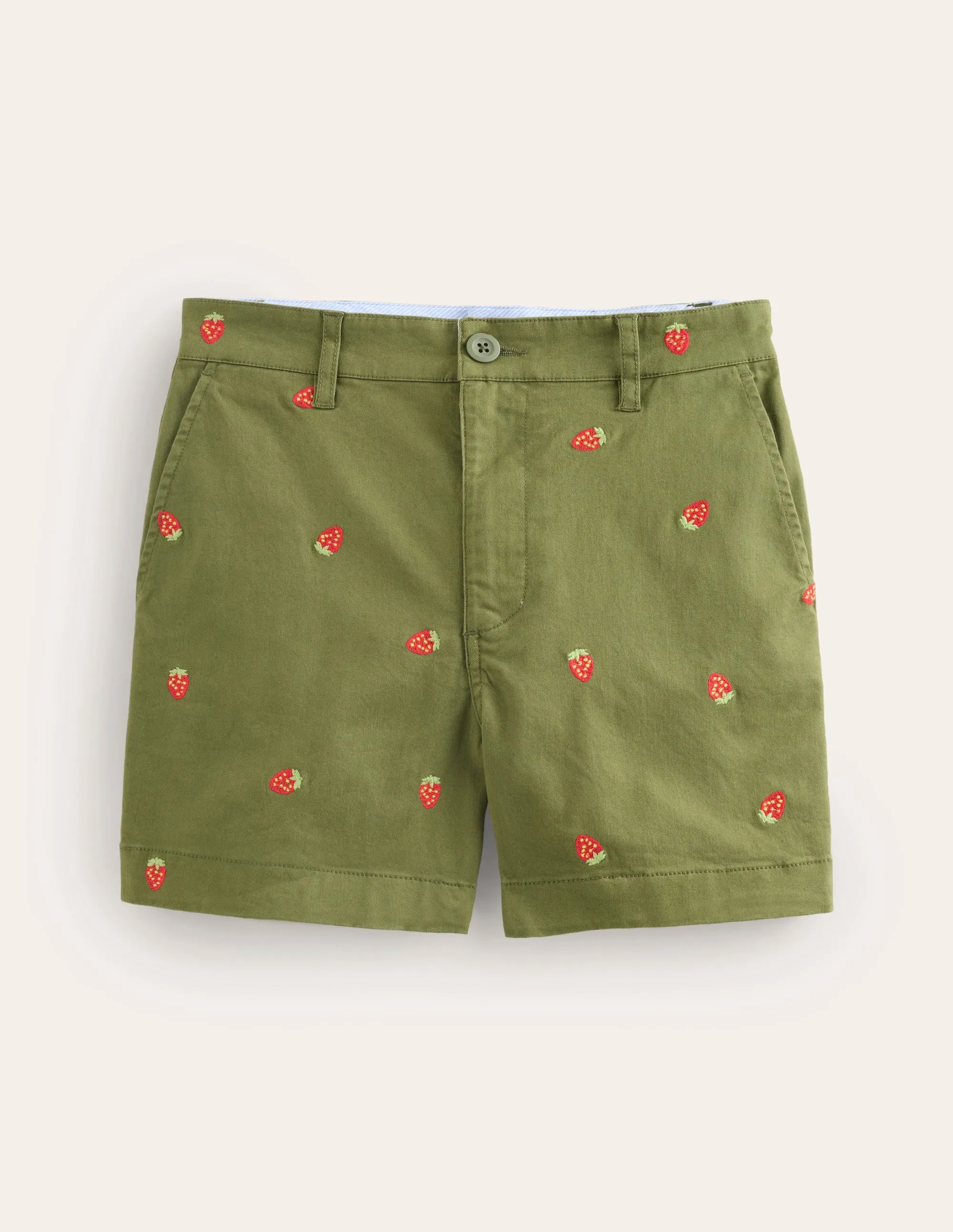 Barnsbury Chino Short-Mayfly, Strawberry Embroidered