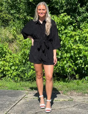 Beach Dreamin' Textured Romper Black