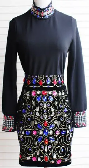 Bead Embellished Top & Skirt Set