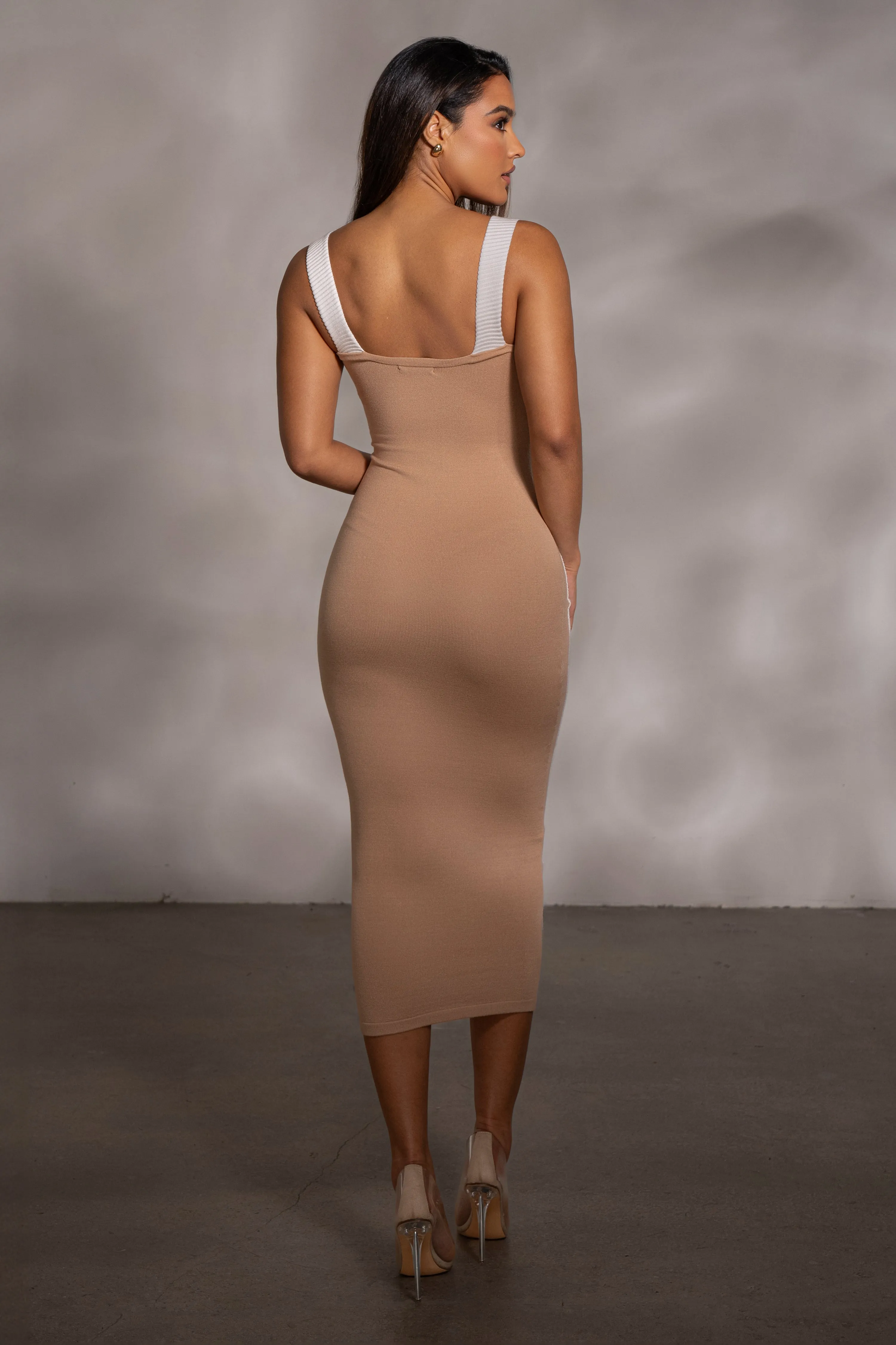 Beige Donna Knit Midi Dress