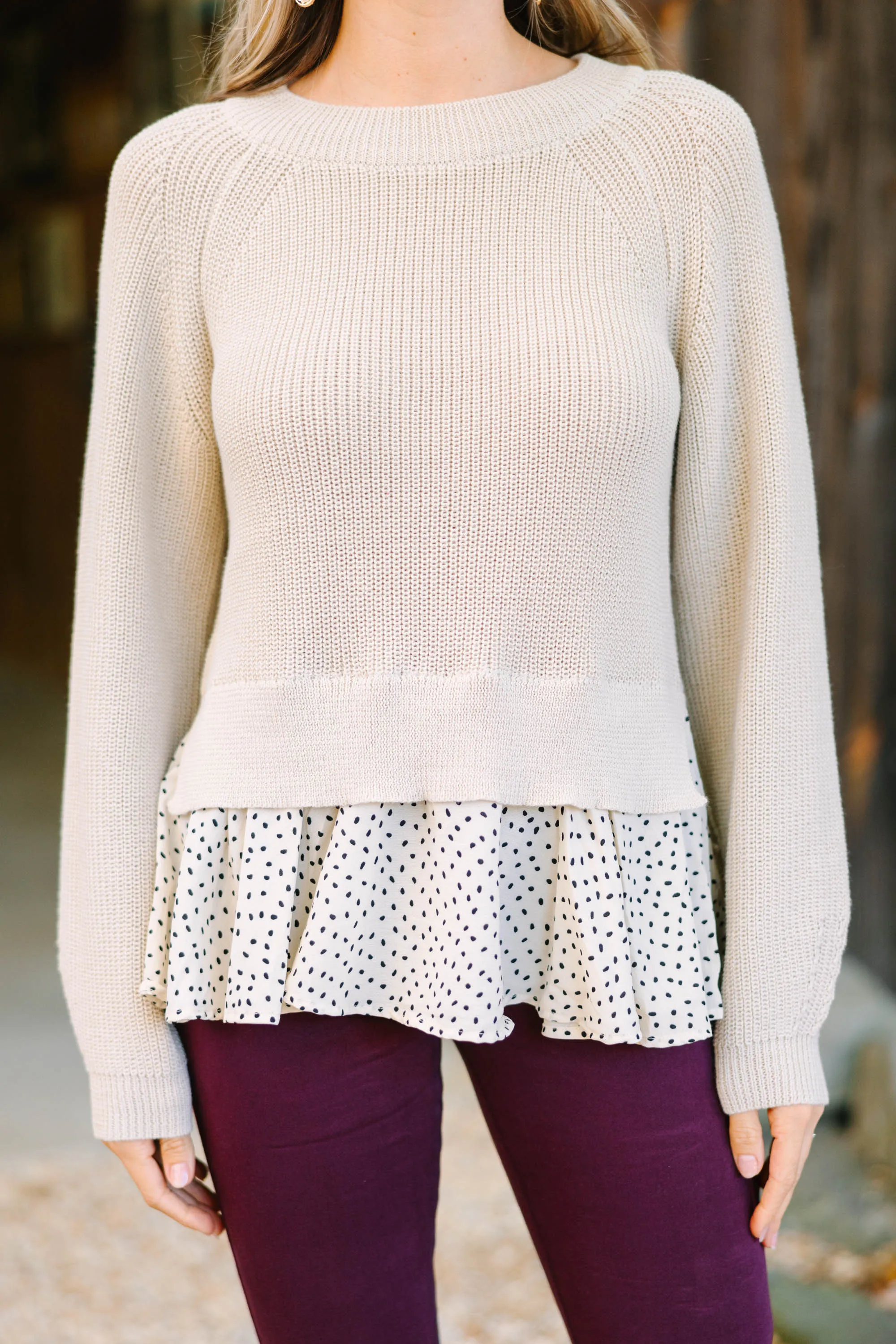 Believe It Oatmeal Brown Layered Sweater