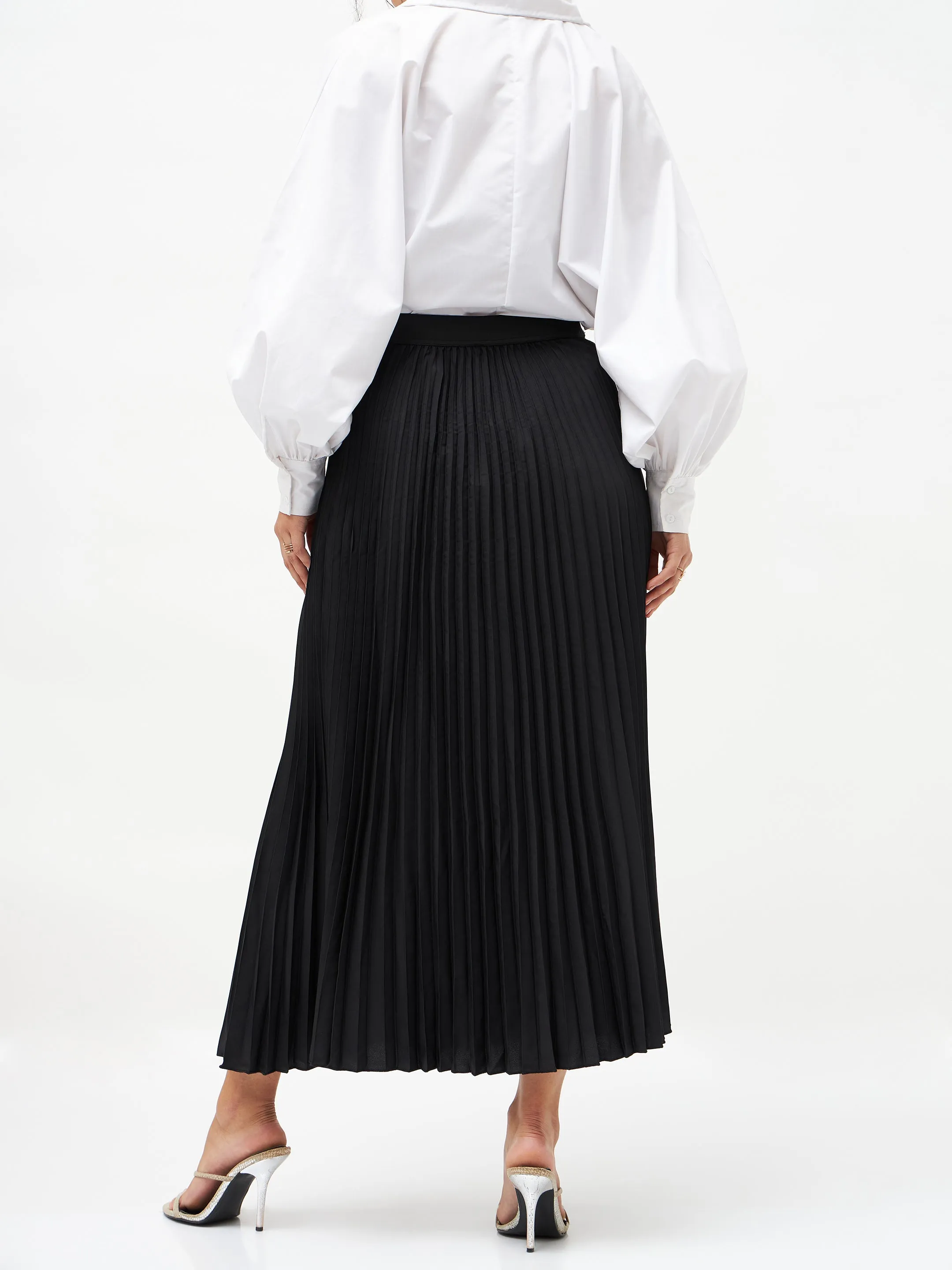 Black Pleated Maxi Skirt