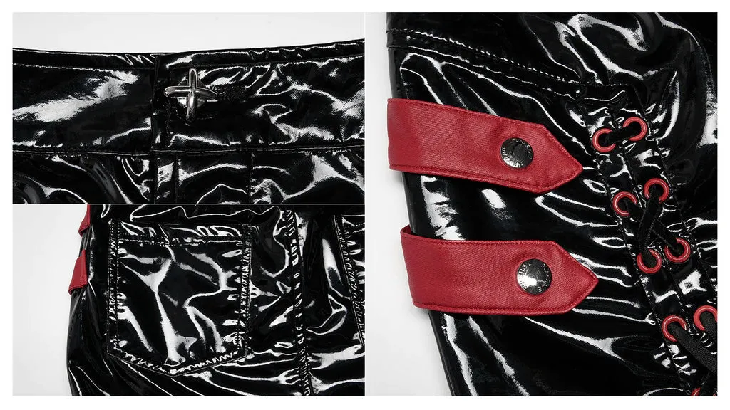 Black/Red Patent Leather Skirt