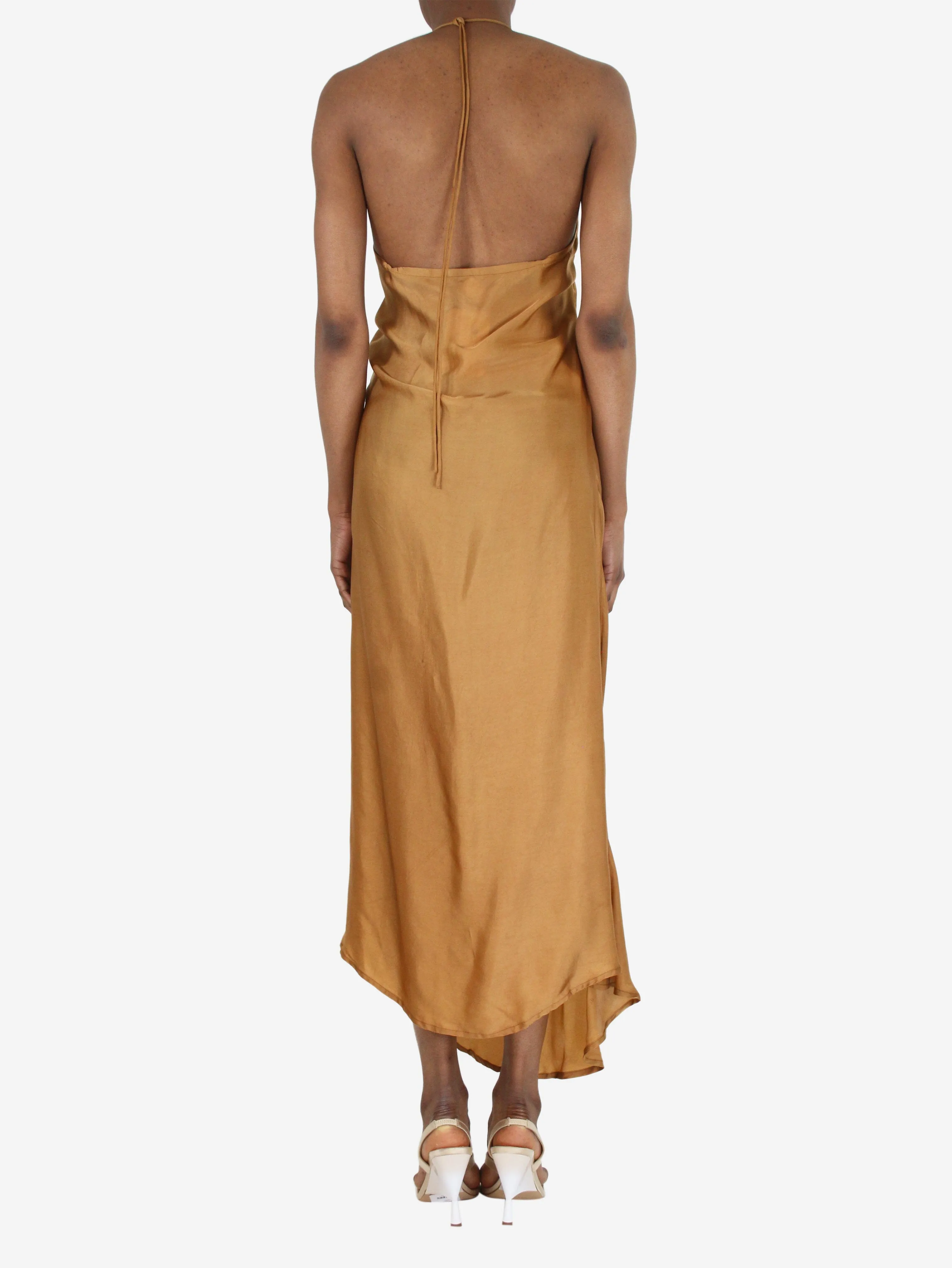 Brown silk slip dress - size S