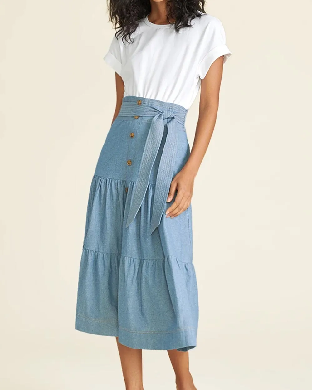 Chambray Emmit T-Shirt Midi Dress