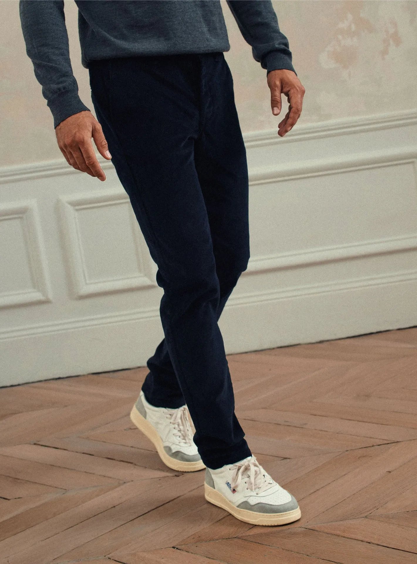 Chino Ajusté en velours Charles Navy