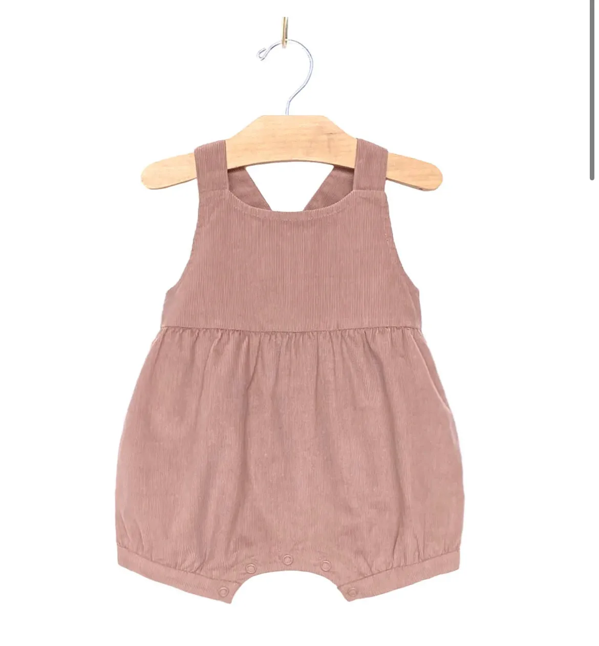 Corduroy Gathered Shortie Romper - Mauve