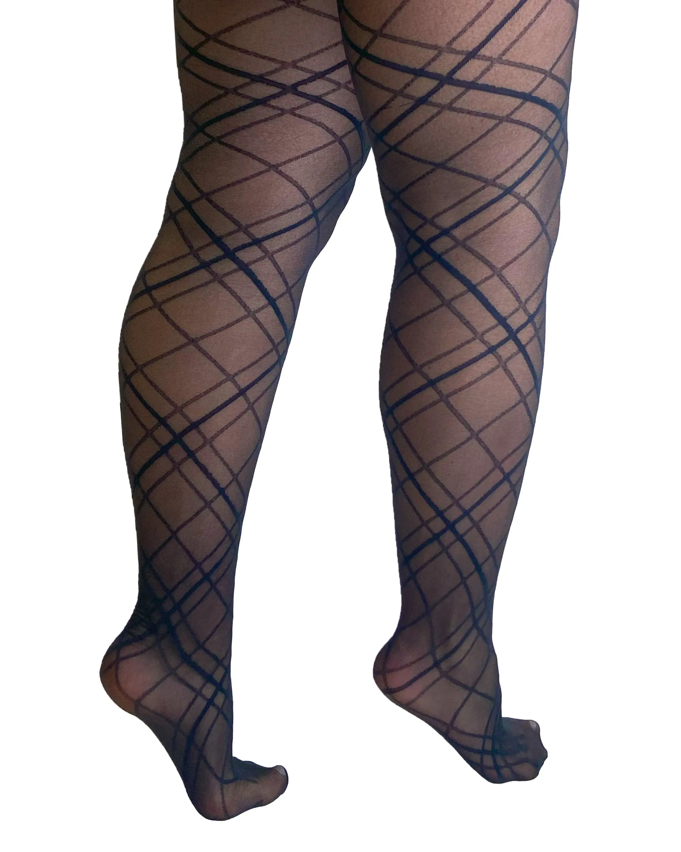 Crosshatched Sheer Curvy Super Stretch Tight