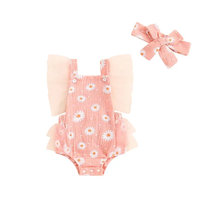 DAISY Tulle Angel Sleeve Romper