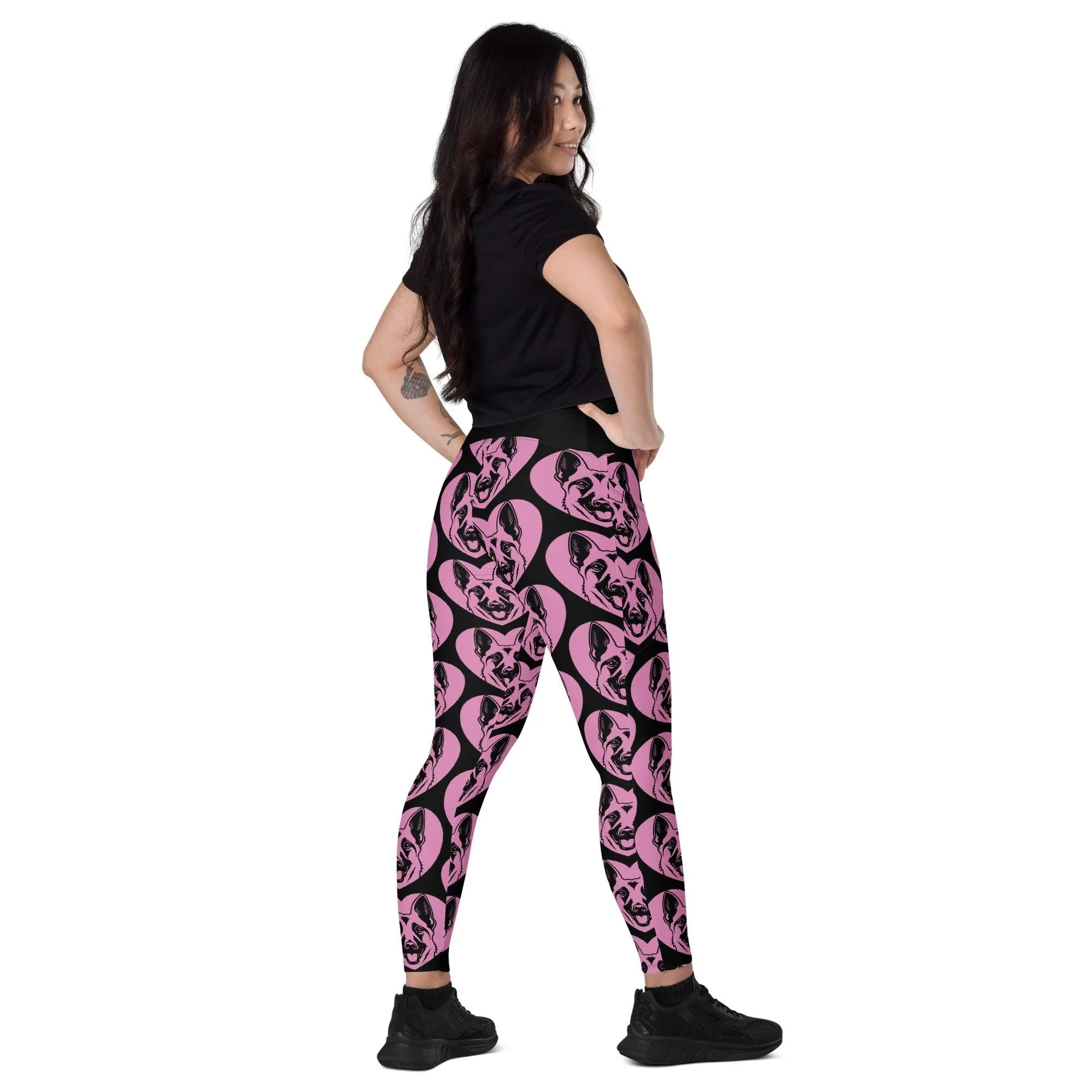 DOG BREED LEGGINGS with pockets - BELGIAN MALINOIS - HERTTAHOUND - pink