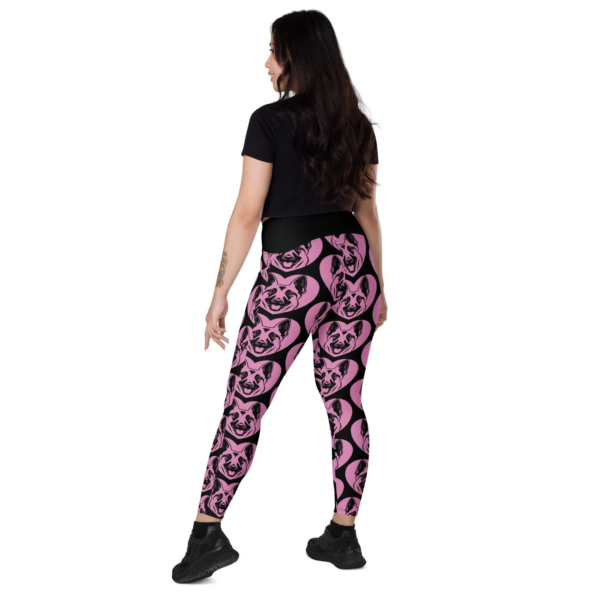 DOG BREED LEGGINGS with pockets - BELGIAN MALINOIS - HERTTAHOUND - pink