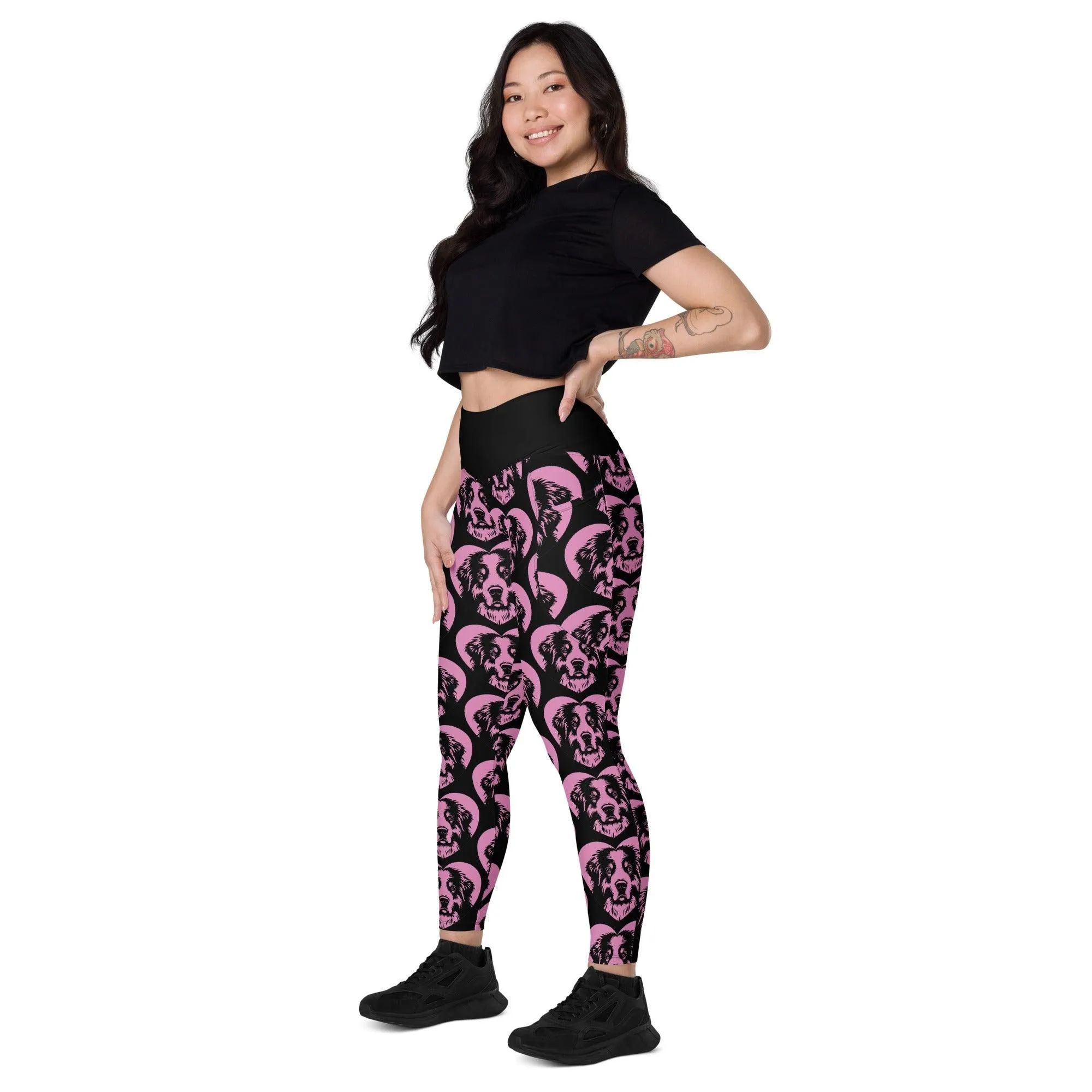 DOG BREED LEGGINGS with pockets - GREAT PYRENEES - HERTTAHOUND - pink