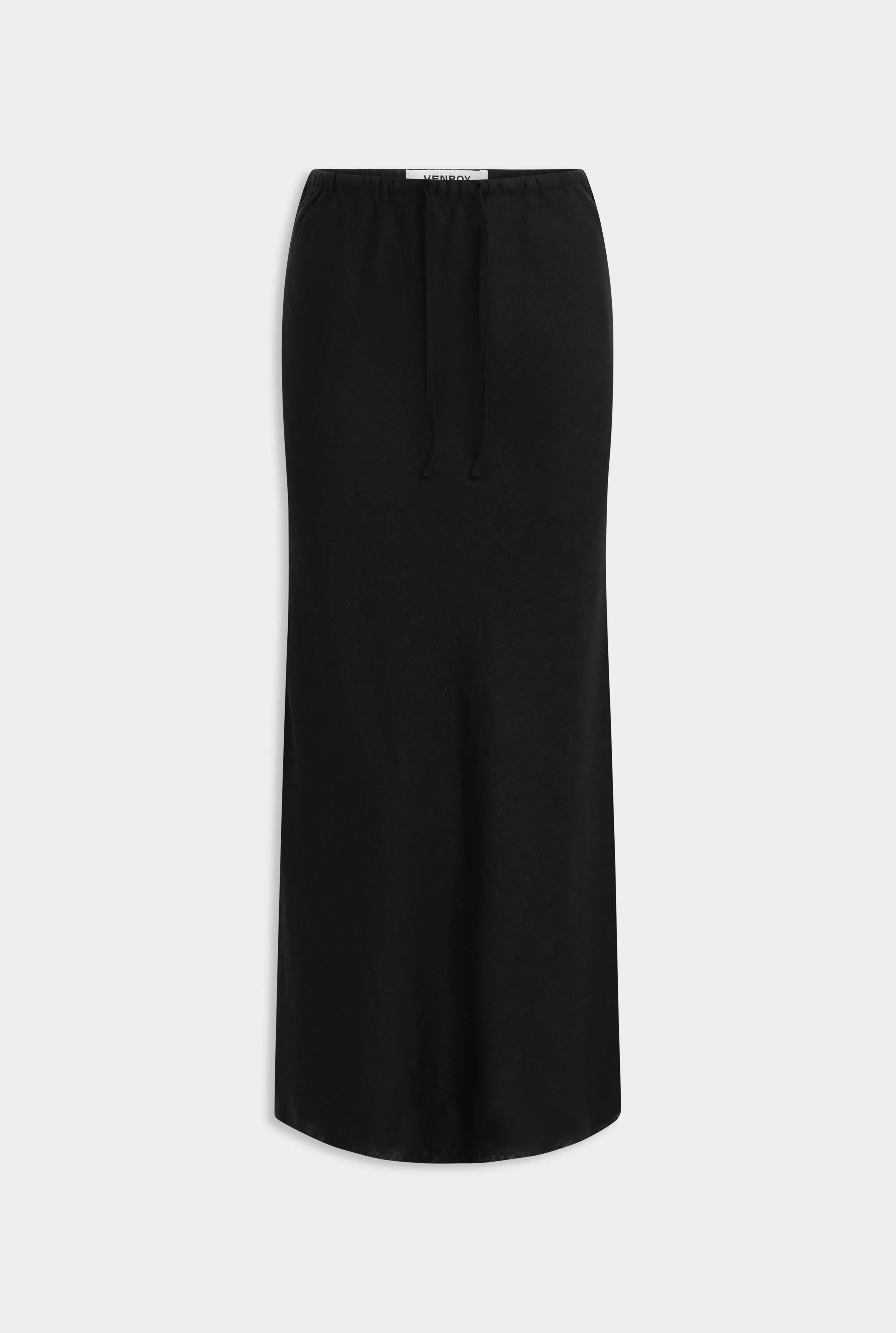 Drawstring Bias Skirt - Black