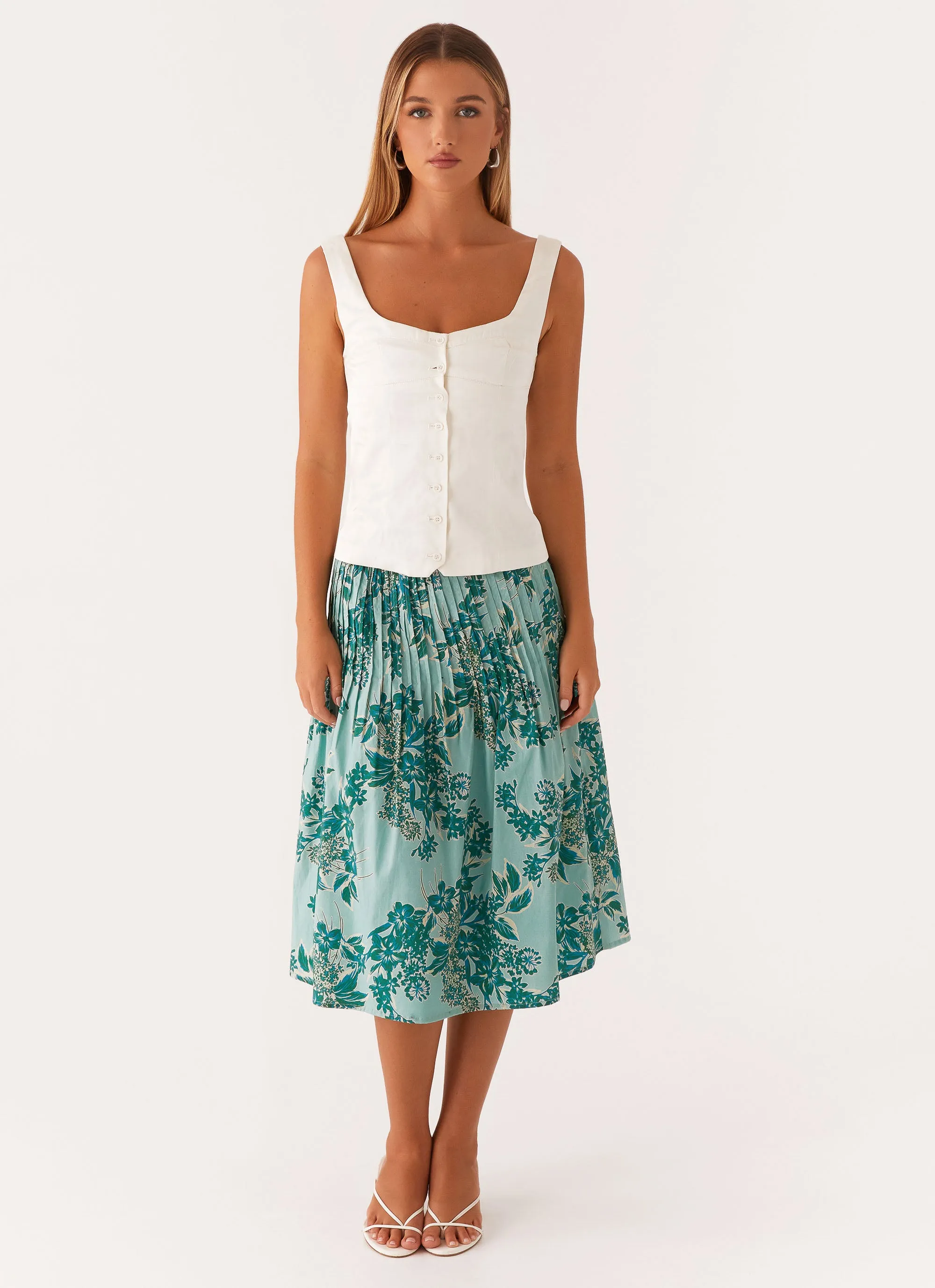 Dreamscape Midi Skirt - Cloud Nine Floral