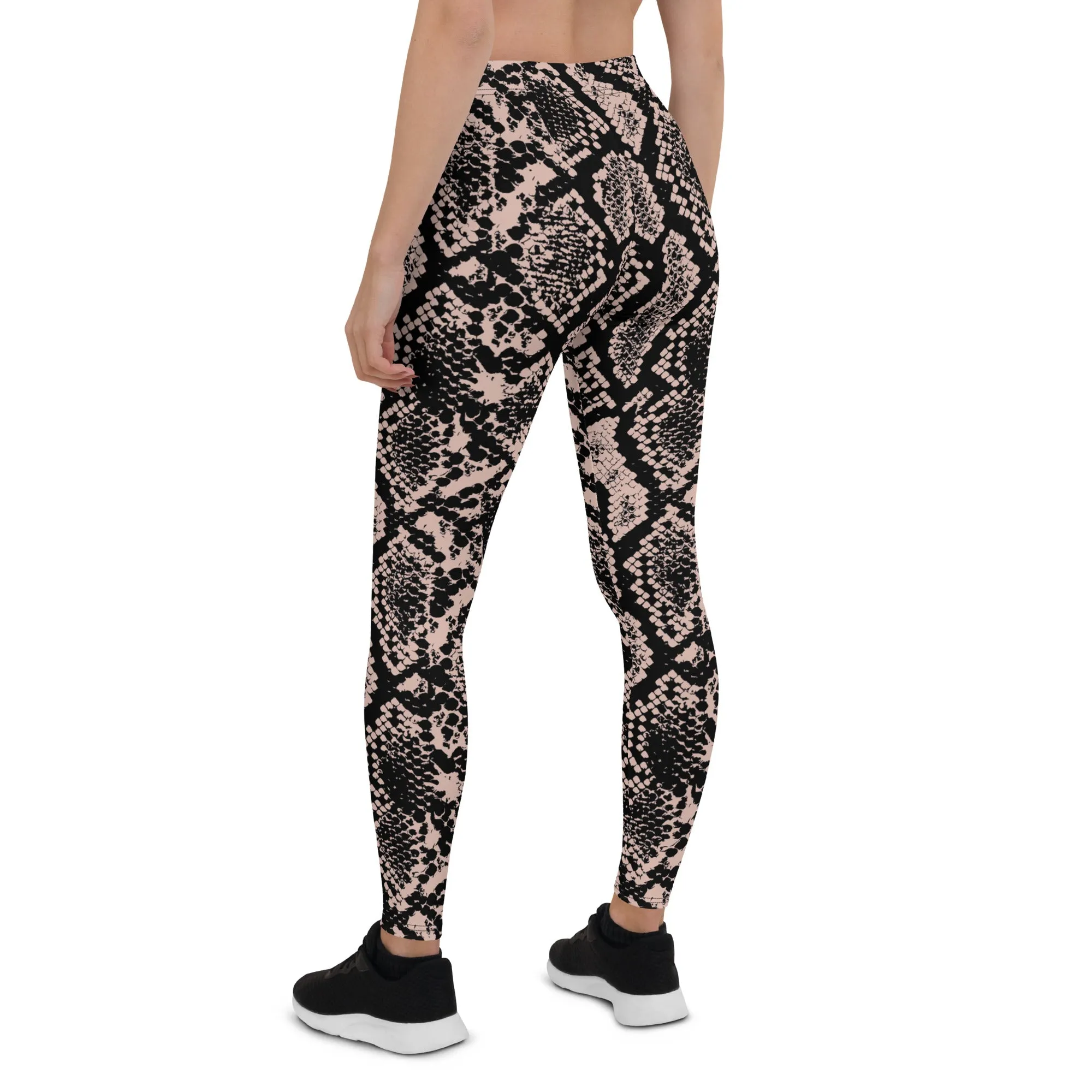 Dusty Pink and Black Snakeskin Leggings