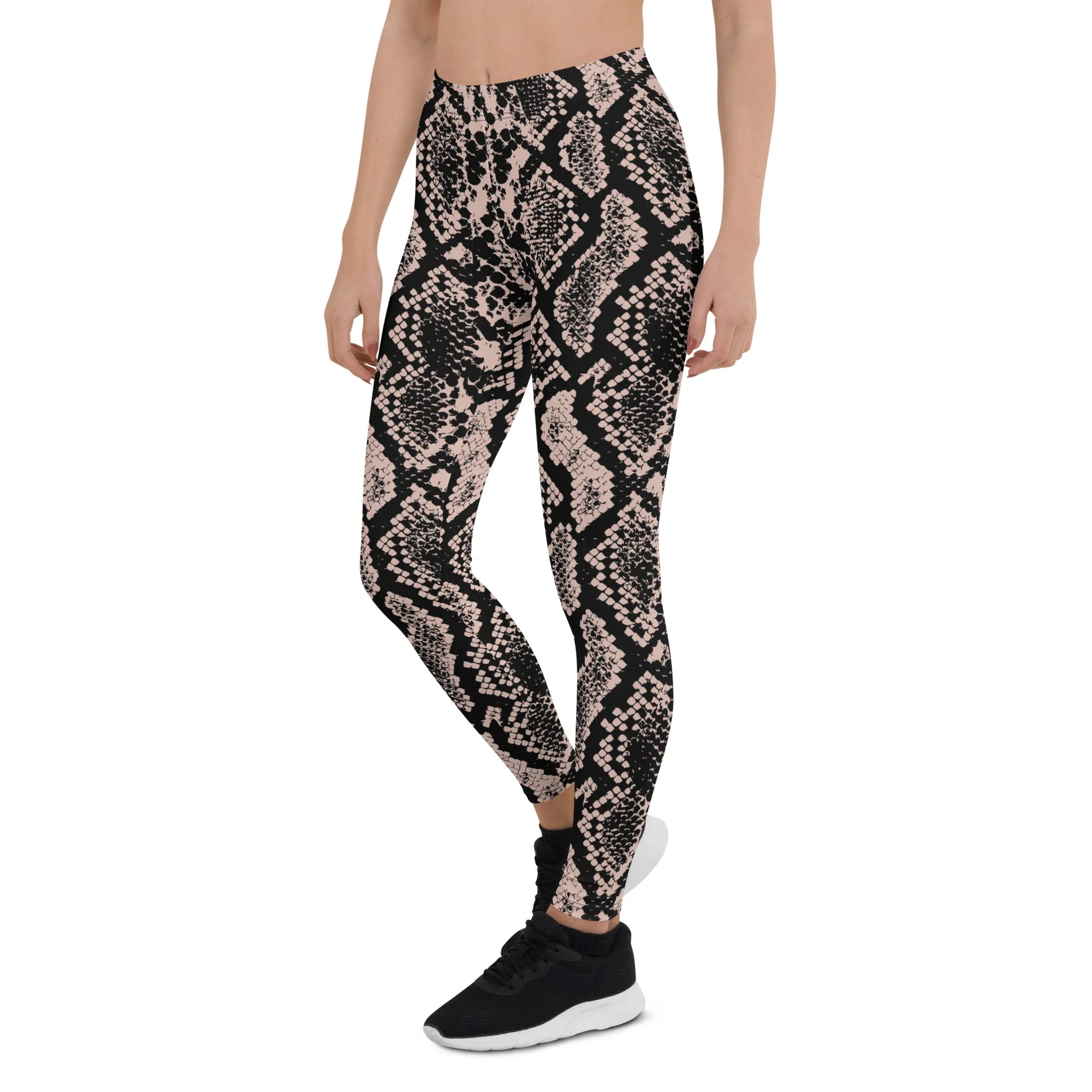 Dusty Pink and Black Snakeskin Leggings