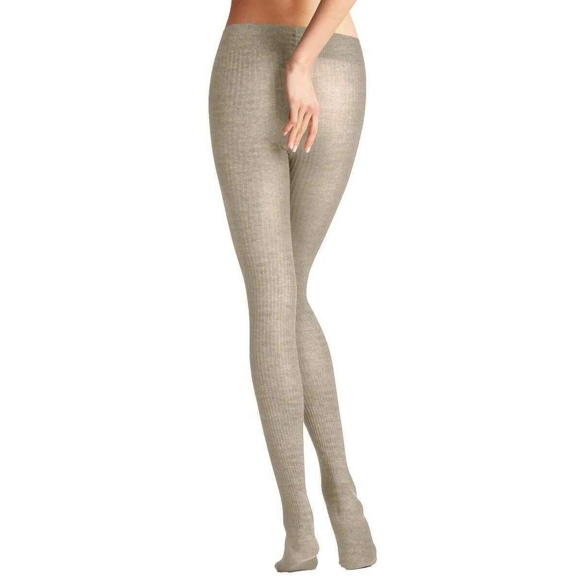 Falke Family Rib Tights - Linen Mel Beige