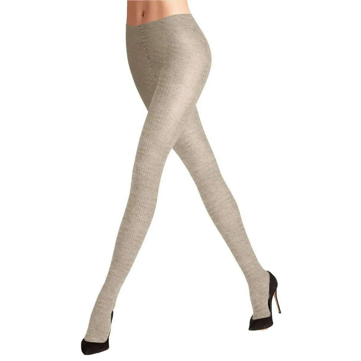 Falke Family Rib Tights - Linen Mel Beige