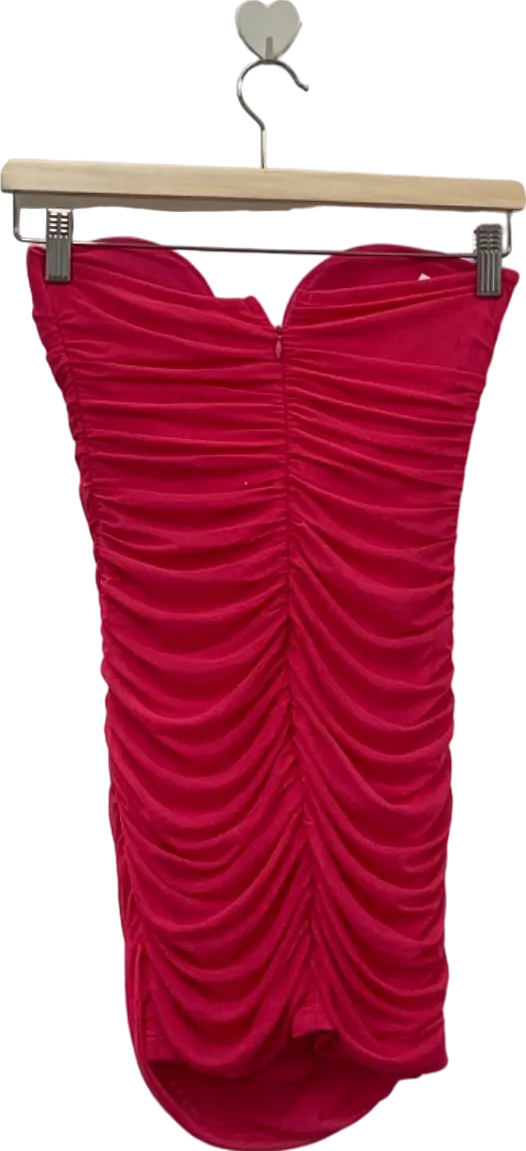 Fashion Nova Red Ruched Bodycon Dress XS