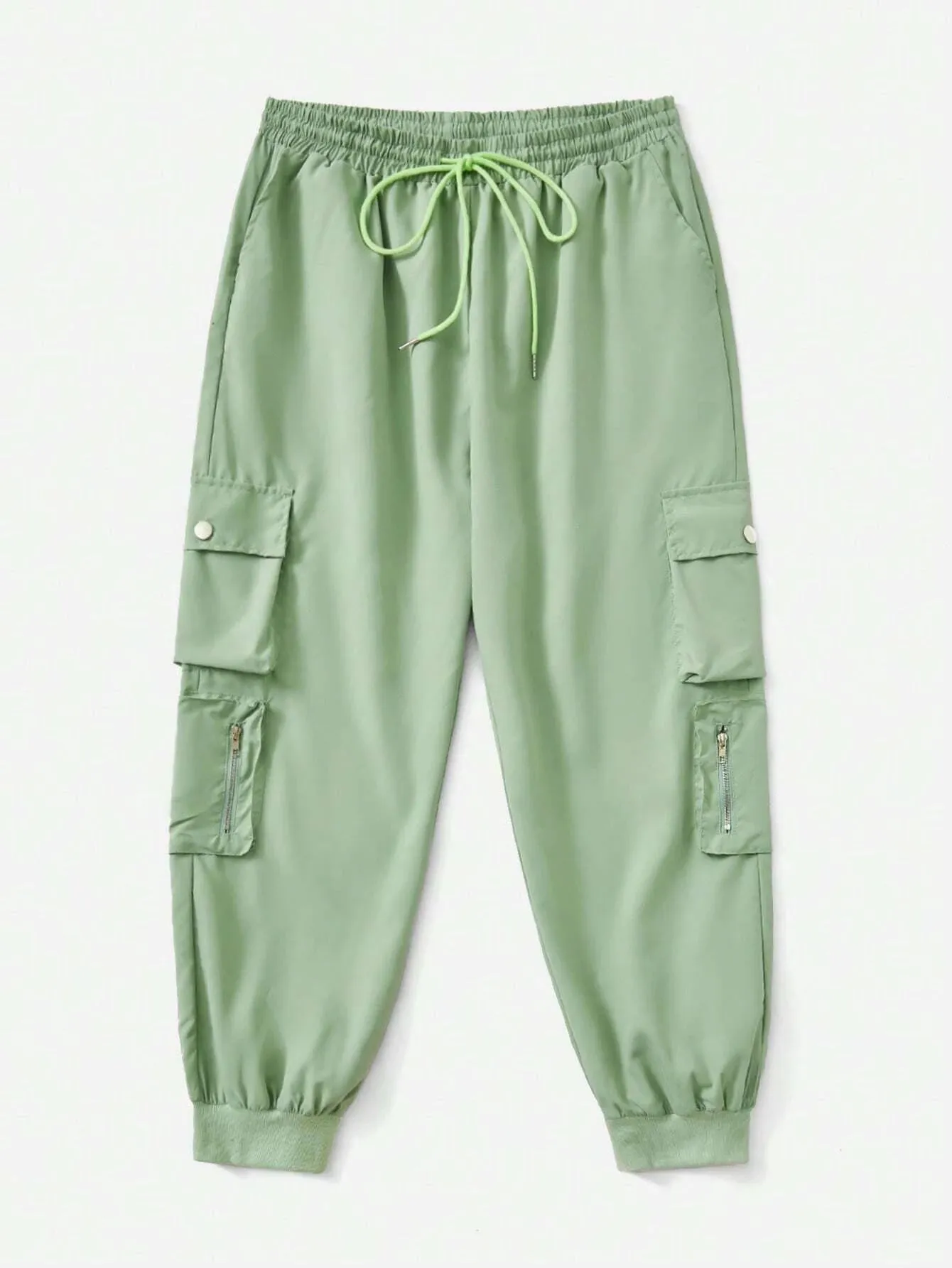 Flap Pocket Drawstring Cropped Cargo Pants