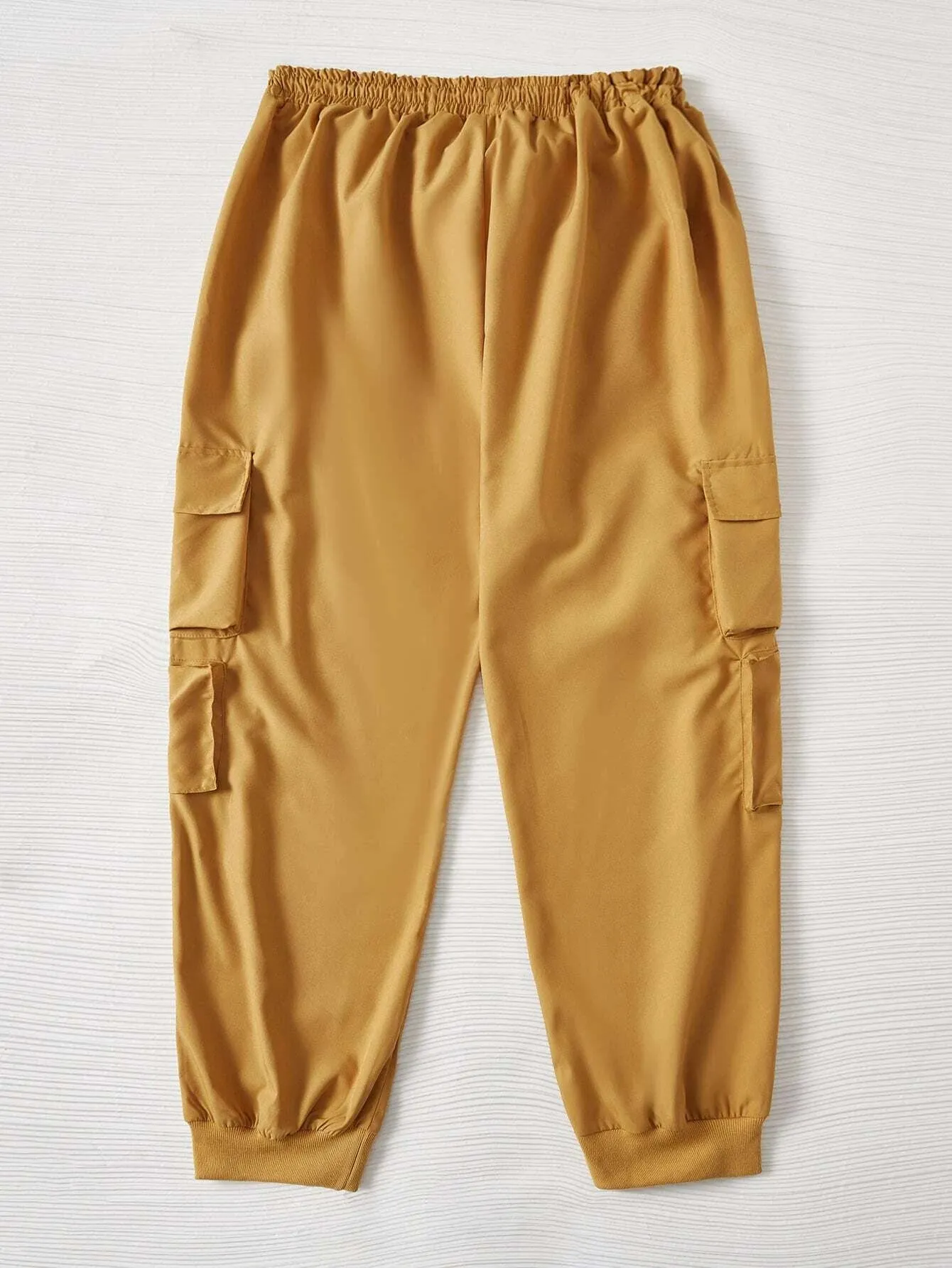 Flap Pocket Drawstring Cropped Cargo Pants