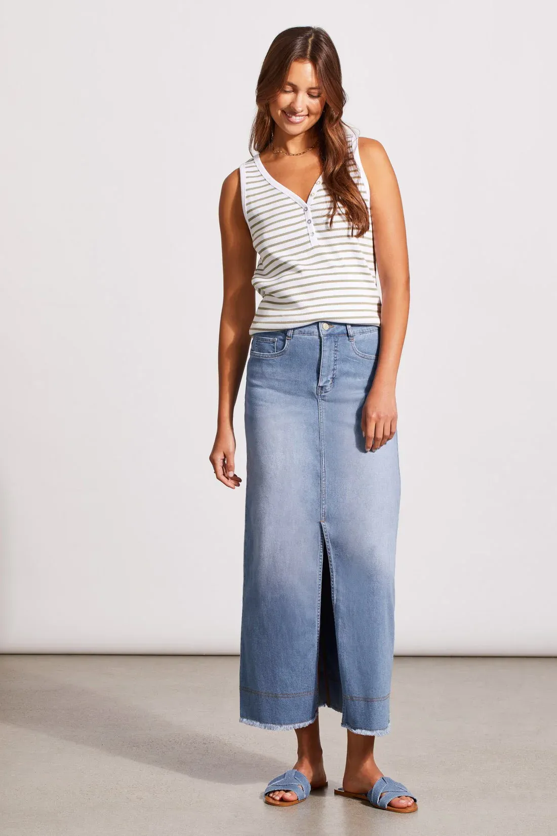 FULL-LENGTH DENIM SKIRT WITH FRONT SLIT