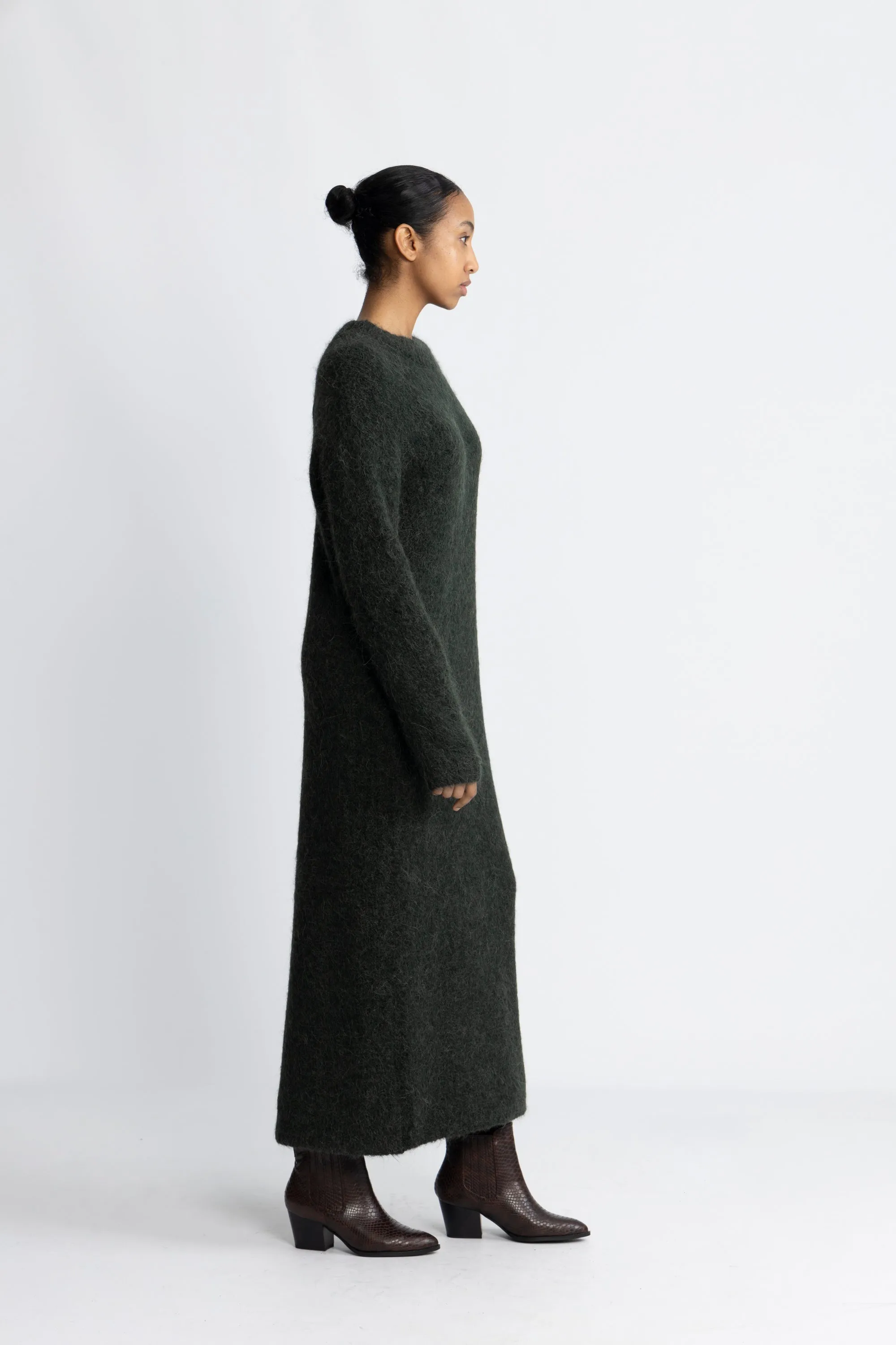 Gabella Ls Knit O-Neck Dress Camp - Scarab