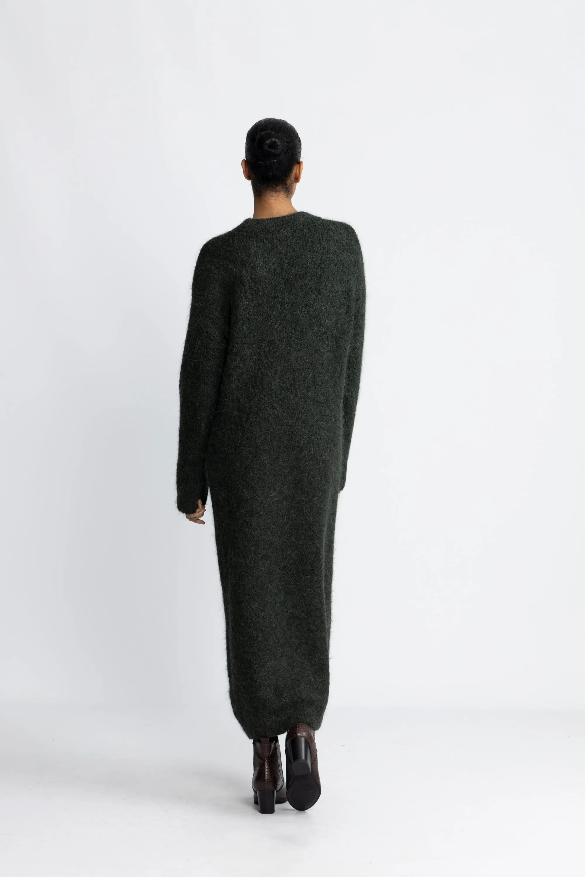 Gabella Ls Knit O-Neck Dress Camp - Scarab