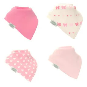 Girl Bandana dribble bibs -hearts & bows