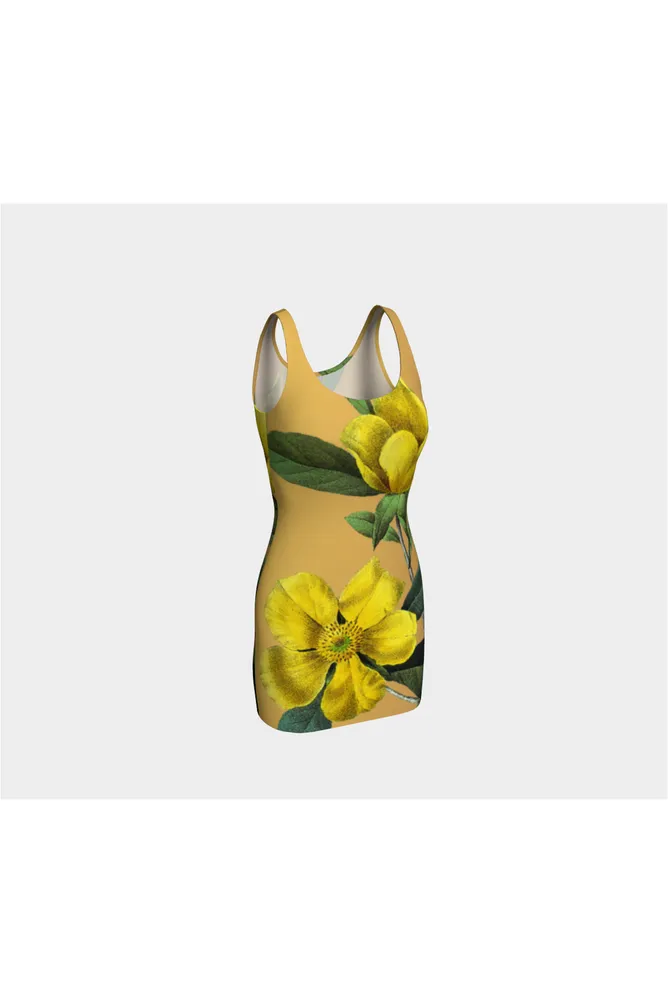 Golden Christmas Rose Bodycon Dress