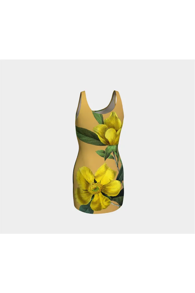 Golden Christmas Rose Bodycon Dress