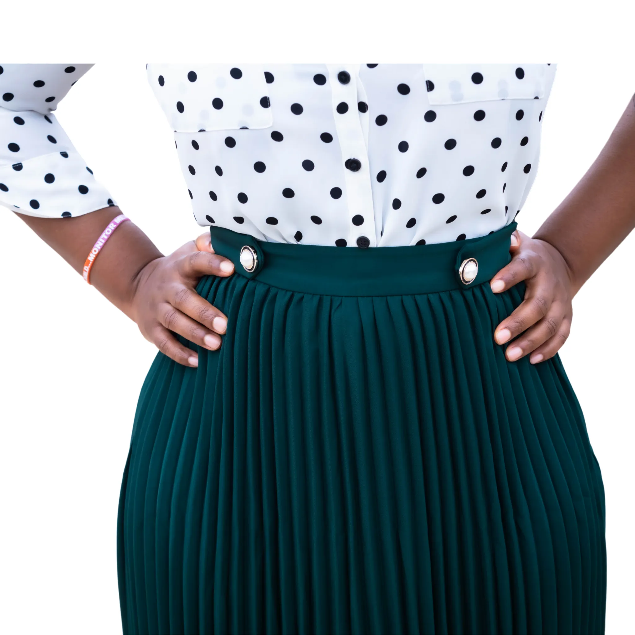 Green Pleated Midi Skirt