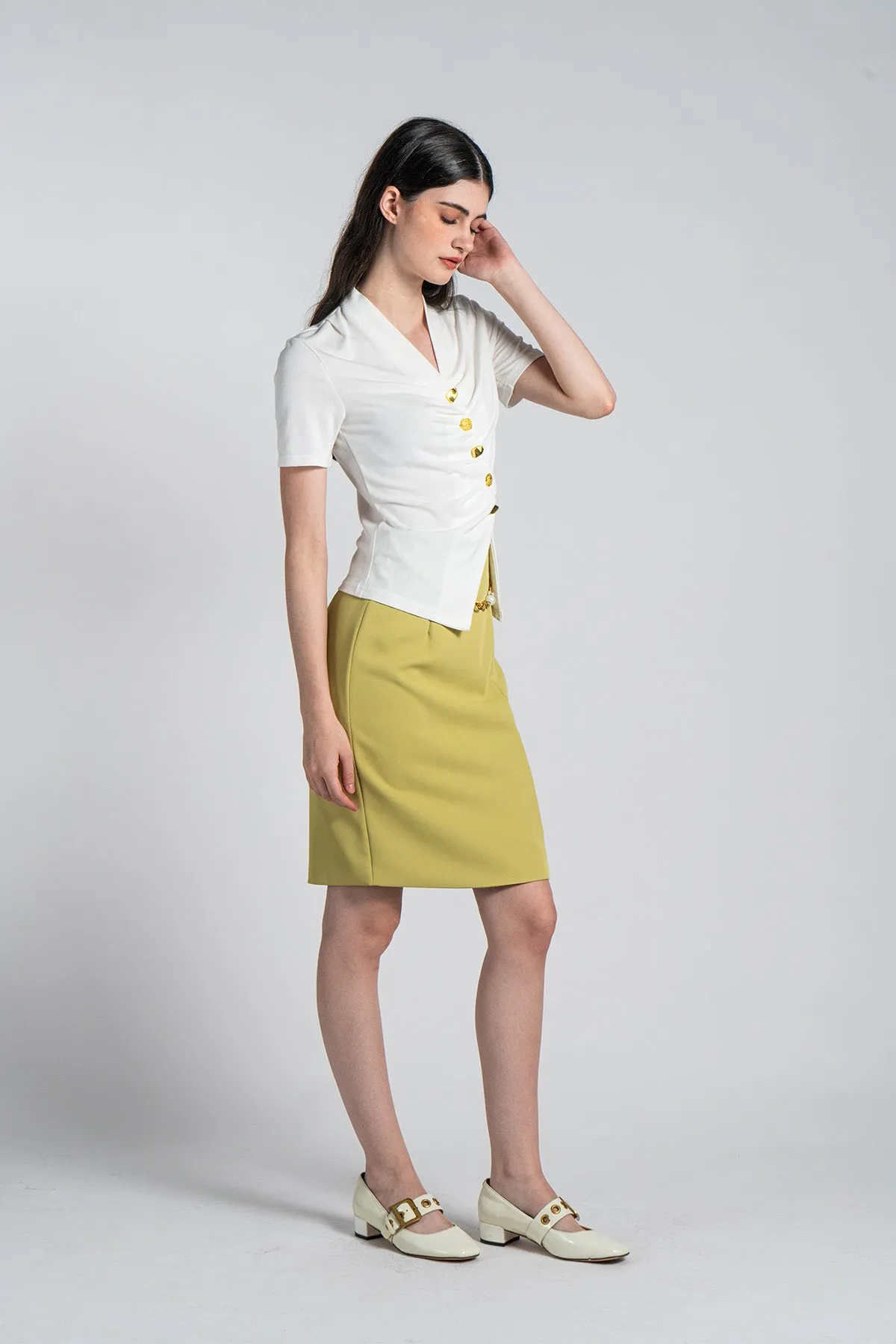 Haellieta High Waisted Pencil Skirt with Chain